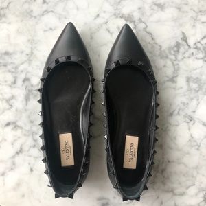 Black Valentino Rockstud Flats